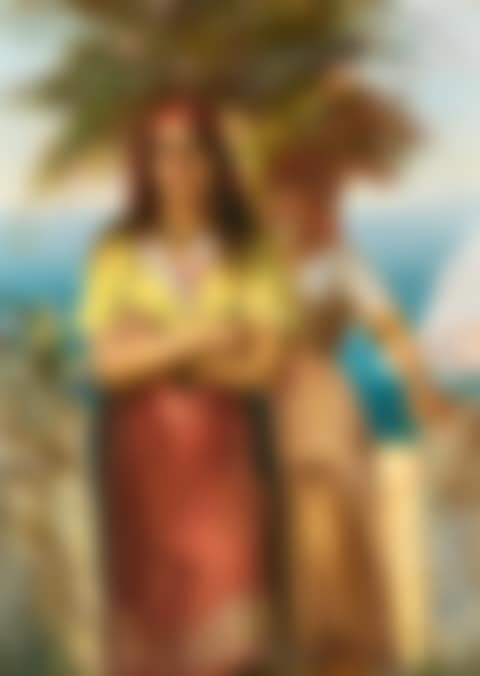 “Fra Capri. To Capri-Piger bærende Foder til Gederne”. From Capri. Two Capri Girls Carrying Feed for the Goats (preview)