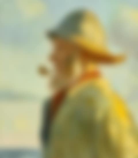 A fisherman from Skagen smoking a pipe in the evening sun (preview)