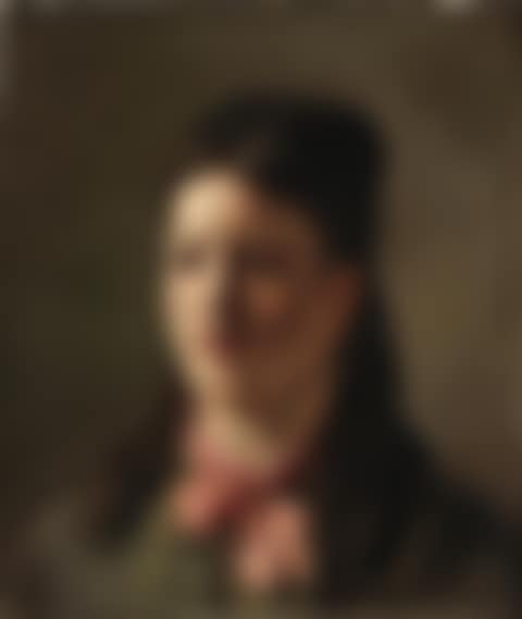Portrait of a young woman in a green dress and a pink scarff (preview)