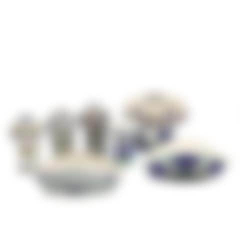 Four ‘Amager' vases with curved grilles, decorated with folklore costumes and flowers (preview)