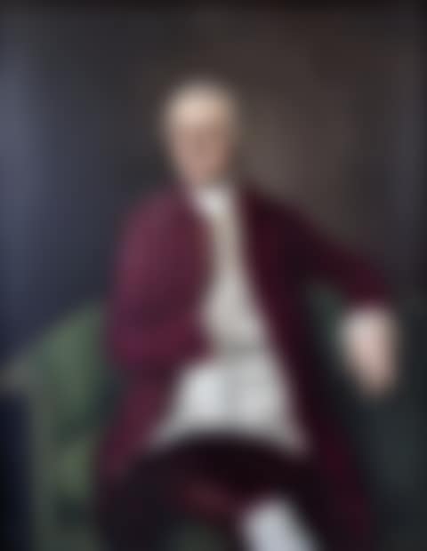 Portrait of David Garrick seated and wearing a red frock coat (preview)