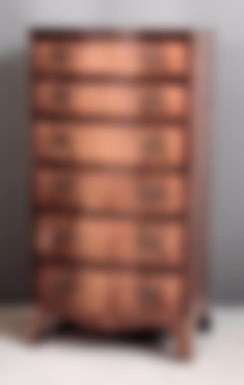 A 1920s mahogany and walnut bow-fronted chest of drawers fitted six drawers (preview)