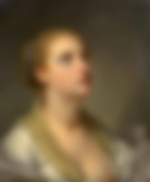 Thoughful young woman with bare breast (preview)