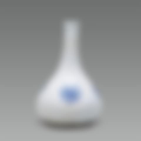 White Porcelain Bottle with Floral Medallion Design in Underglaze Cobalt Blue (preview)