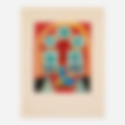Intérieur rouge avec un transatlantique bleu (preview)
