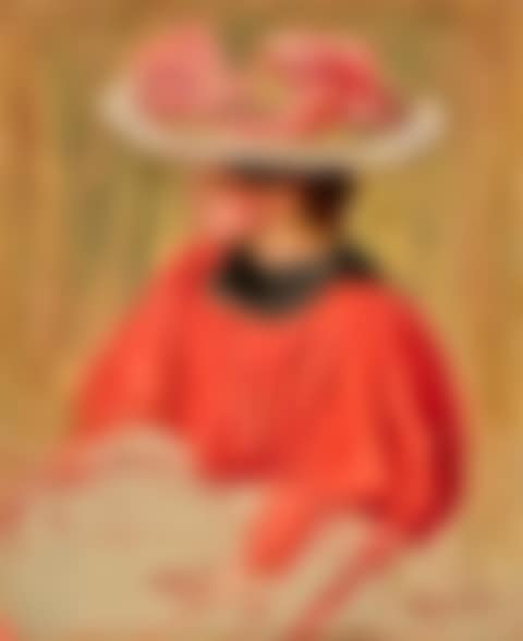 Jeune fille en rouge au chapeau à fleurs (preview)