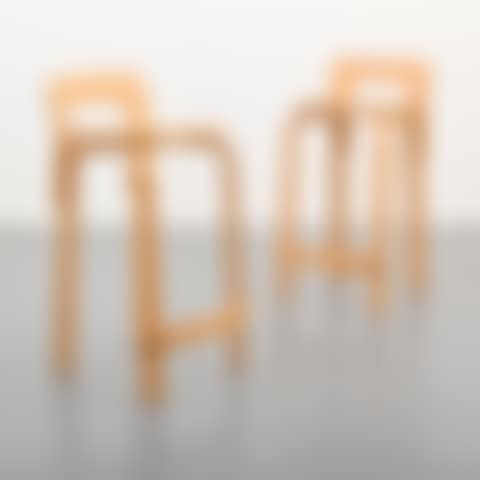 Pair of Alvar Aalto K65 Bar Stools (preview)