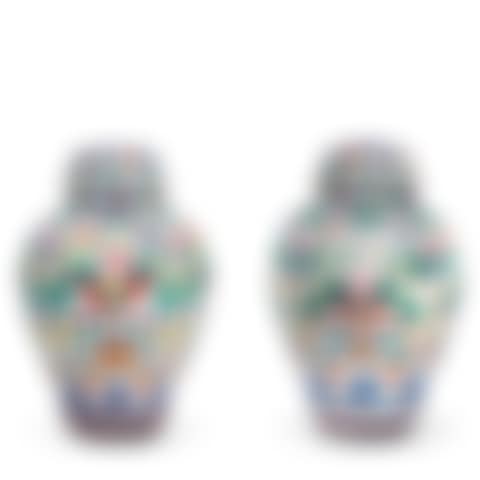Pair of Famille Rose Vases and Covers (preview)