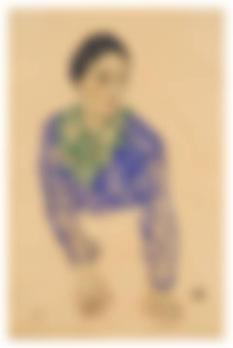 Frauenbildnis mit Blauem und Grünem Halstuch (Portrait of a Woman with Blue and Green Scarf) (preview)