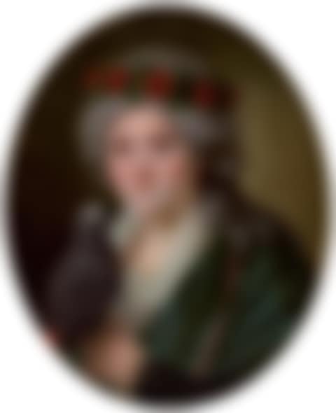 Portrait of a woman with a parrot and a poppy crown (preview)