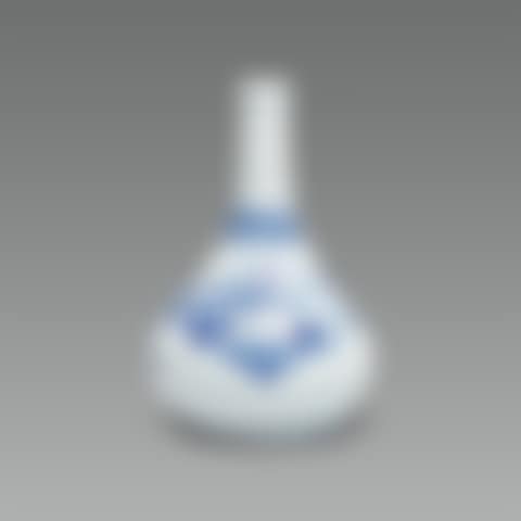 White Porcelain bottle with Landscape Design in Underglaze Cobalt Blue (preview)