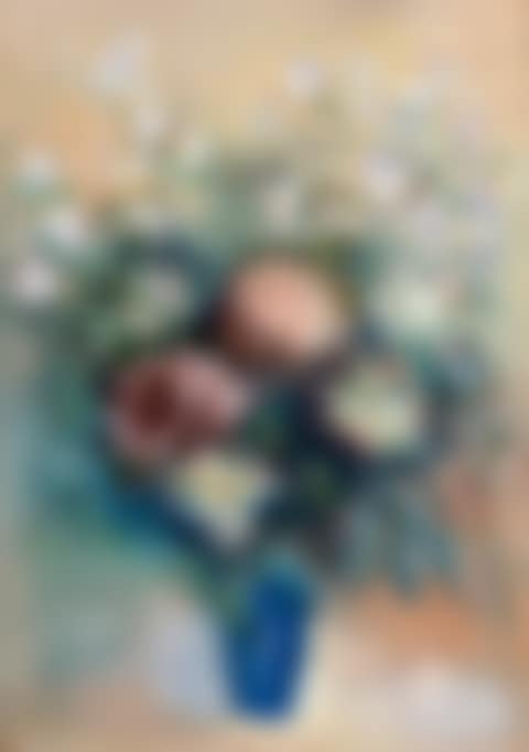 Bouquet of flowers in blue vase (preview)