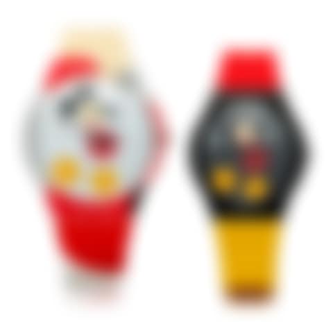 Swatch Swatch X Damien Hirst: Spot Mickey & Mirror Spot Mickey, A pair of wristwatches limited edition celebrating the 90th birthday of Mickey Mouse designed by Damien Hirst, circa 2018 (preview)