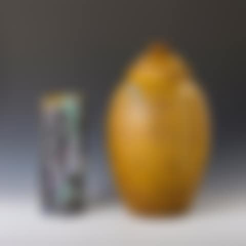 HIRASA TORTOISESHELL GLAZED FLOWER VASE, ONTAYAKI CUT-SLIP JAR 2 PIECES (preview)
