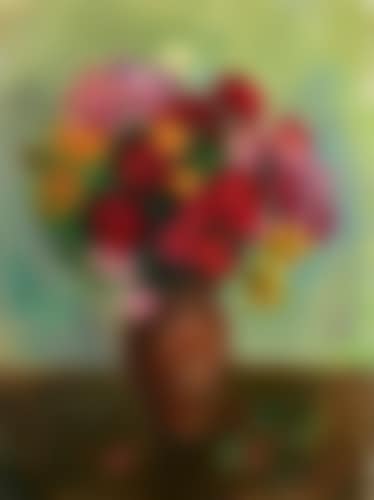 Bouquet de fleurs dans un vase de gres rose (preview)