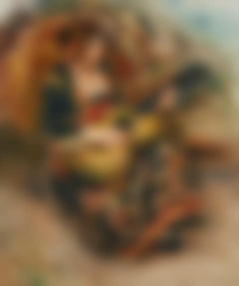Jeune femme assise jouant de la guitare (preview)