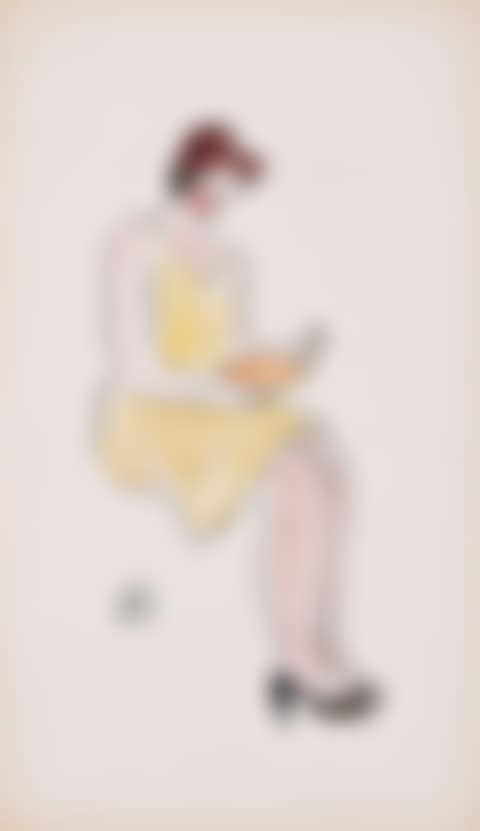 Woman in Yellow Dress Reading (preview)