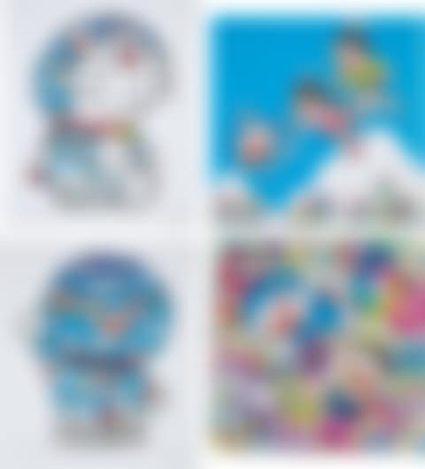 Doraemon Sitting Up: Weeping Some, Laughing Some; A Blue Sky! Like We Could Go On Forever!; Doraemon and Friends Under the Blue Sky; and So Much Fun (preview)