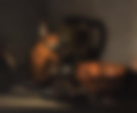 Still life of kitchen ware in the light of an oil lamp (preview)