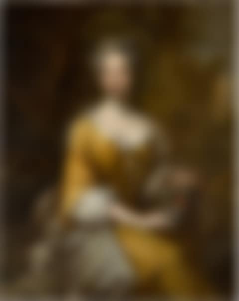 Portrait of Lady Elizabeth Cromwell (1674–1709), three-quarter-length, as a shepherdess seated in a landscape, holding a floral garland, a lamb by her side (preview)