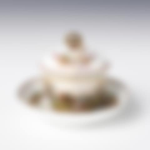 HOT CHOCOLATE CUP WITH FIGURAL PATTERN AND SAUCER (preview)