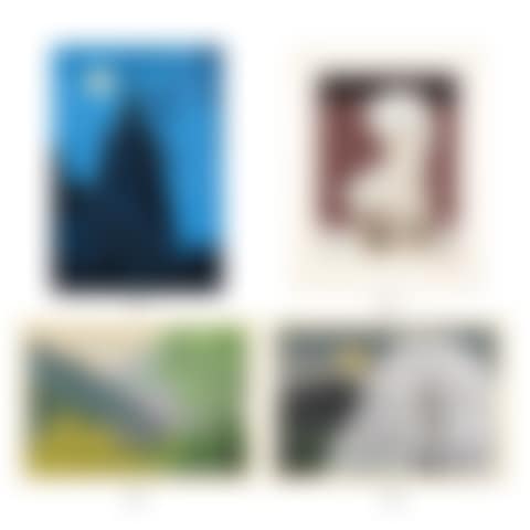 (1) BODH GAYA TOWER (2) SMALL FLOWERS (3) MOON (4) CHERRY BLOSSOMS 4 WORKS (preview)