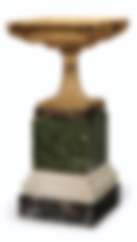 A MASSIVE ITALIAN GIALLO ANTICO MARBLE TAZZE ON A VERDE ANTICO BASE, MID-19TH CENTURY (preview)