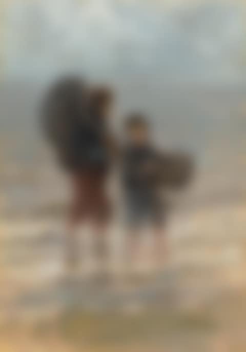 Two Children Wading (preview)