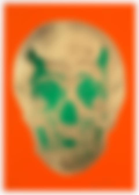 'Till Death Us Do Part - Time Bright Orange African Gold Emerald Green Pop Up Skull (preview)