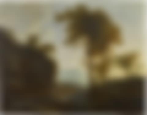 Extensive landscape with a shepherd and shepherdess and their flock (preview)