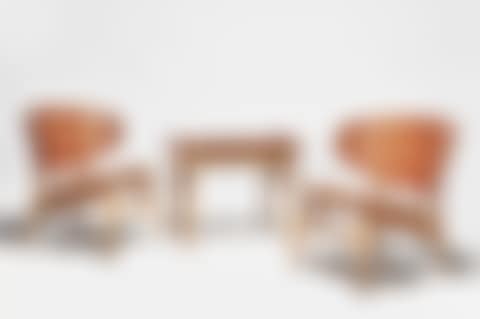 Pair of "Shell" Lounge Chairs and Side Table; the chairs model no. CH-07 (preview)