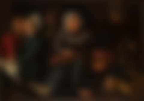 An interior with figures, possibly illustrating a scene from the story of the prodigal son (preview)