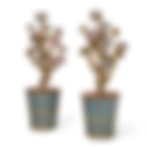 A RARE PAIR OF CHINESE IMPERIAL CLOISONNÉ AND CHAMPLEVÉ ENAMEL LINGZHI JARDINIÈRES (preview)