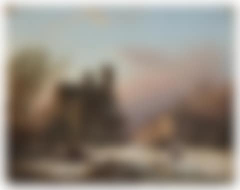 A winter landscape with figures near a village (preview)