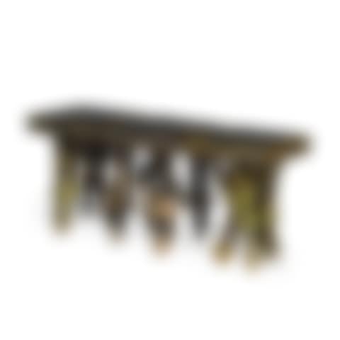 A carved hardwood lacquered and polychrome decorated bench, West Africa (preview)