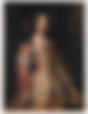 Portrait of a lady in an embroidered red and white lace dress (preview)