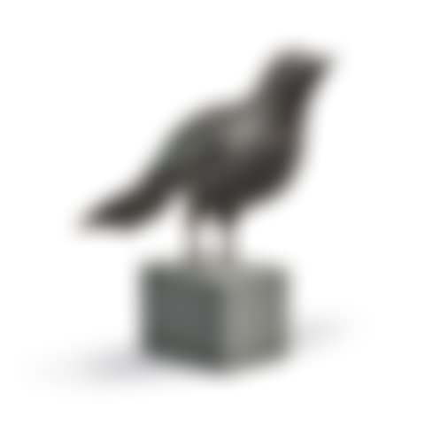 American Black-Painted and Carved Wooden Sculpture of a Black Bird (preview)