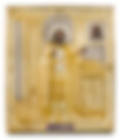A silver-gilt and champlevé enamel Icon of St Alexander, Antip Kuzmichev, Moscow, 1880s (preview)
