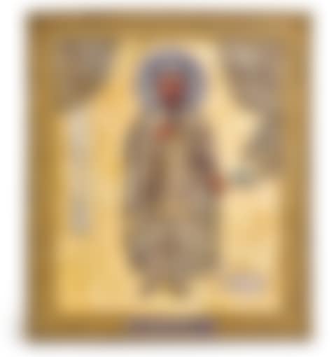 A silver-gilt, filigree and cloisonné enamel icon of Alexander Nevsky, maker Cyrillic 'AC', probably Alexey Stepanov, Moscow, 1893 (preview)