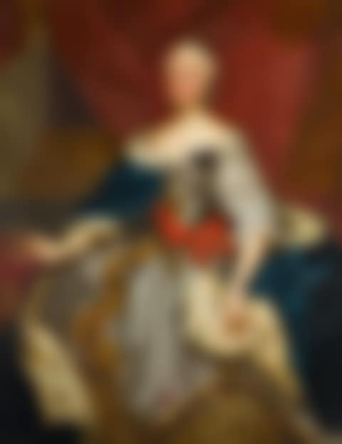 Portrait of Maria Antonia Walpurgis Symphorosa von Bayern, Princess of Saxony (1724-80), three-quarter-length, holding a crown and before a draped curtain (preview)
