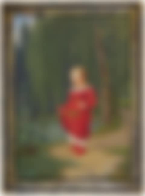 Portrait of a young girl gathering flowers (preview)