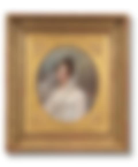 Portrait of a lady, half-length, in a white dress and headdress (preview)