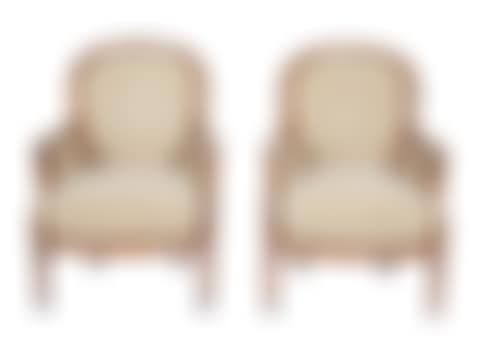 A Pair of Louis XVI Style Carved Walnut Bergères (preview)