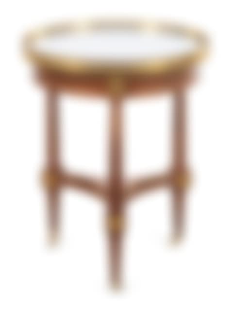 A Louis XVI Style Gilt Metal Mounted Mahogany Marble-Top Bouillotte Table (preview)