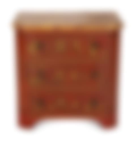 A Red and Gilt Chinoiserie Decorated Commode with Faux Marble Top (preview)