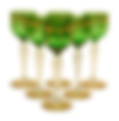 Eleven Bohemian Gilt Decorated Green Glass Clear Stemmed Wines (preview)