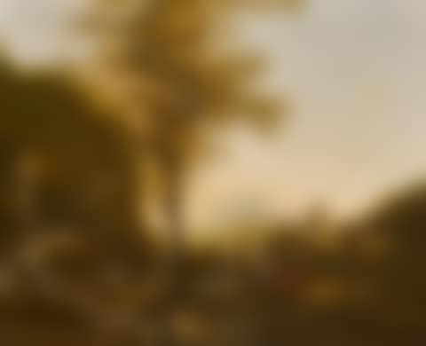 Landscape with travelers on a road near a waterfall (preview)