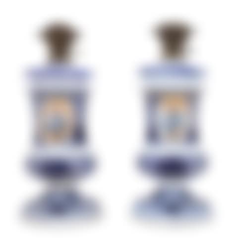 A Pair of Persian Market Opaline Glass Oil Lamps (preview)