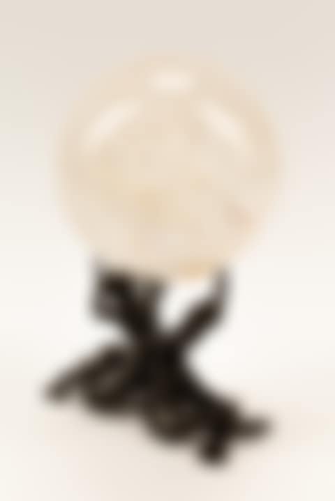 A Rock Crystal Spherical Ornament on a Patinated Bronze Figural Base (preview)