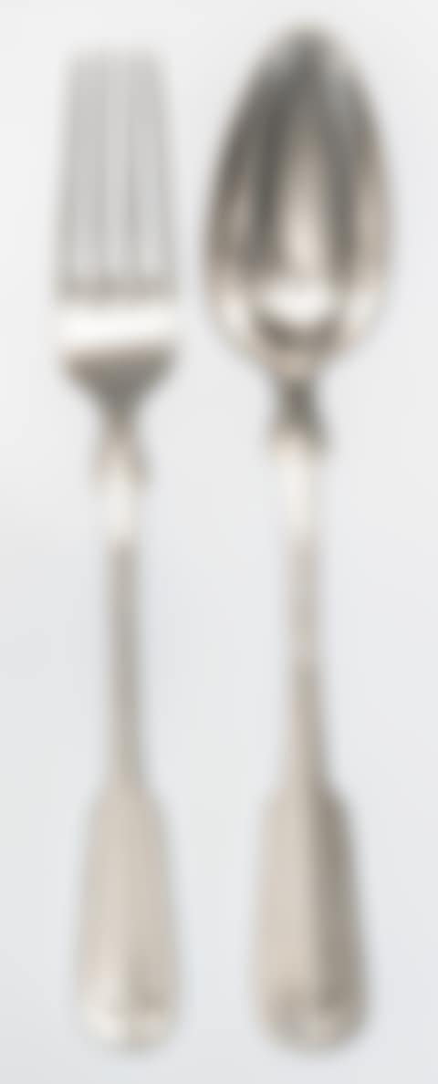 An Austrian Silver Serving Spoon and Fork; having fiddles" handles (preview)